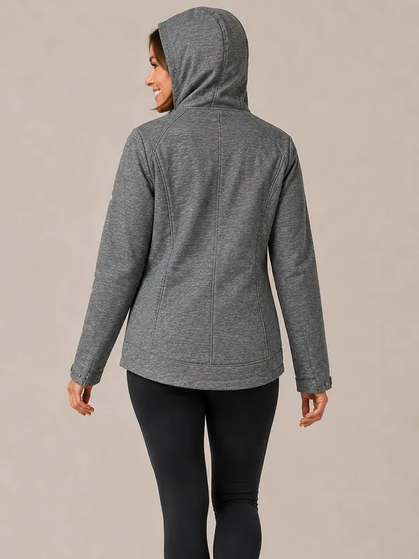 ZeroXposur Women’s L Gray Plush Fleece Lined Hooded Softshell Jacket Outdoor - Image 2