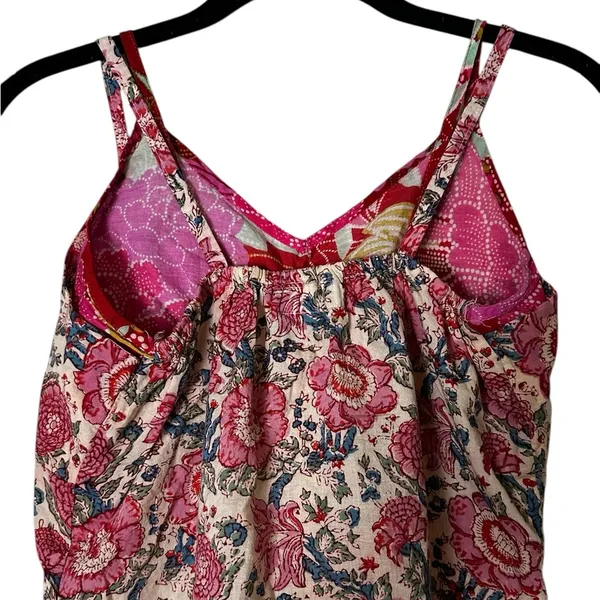 Vintage Cotton Village Floral Babydoll Top Cottage Y2K Boho Tassels Size Small - Image 6