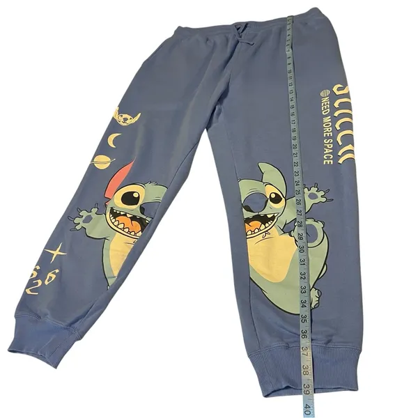 Disney Stitch Blue Jogger Sweatpants I Need More Space Graphic Loungewear XXL 2X - Image 9