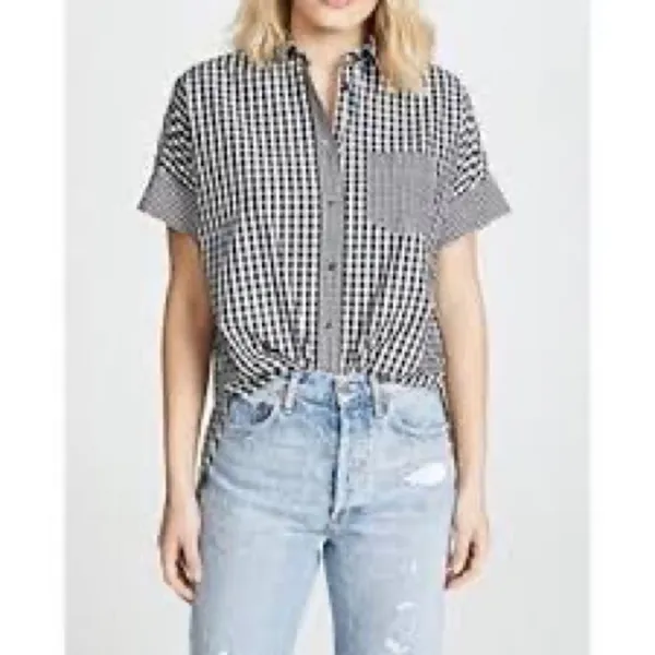 Madewell• Gingham-Play Button-Down Shirt Size S D40‎ - Image 5