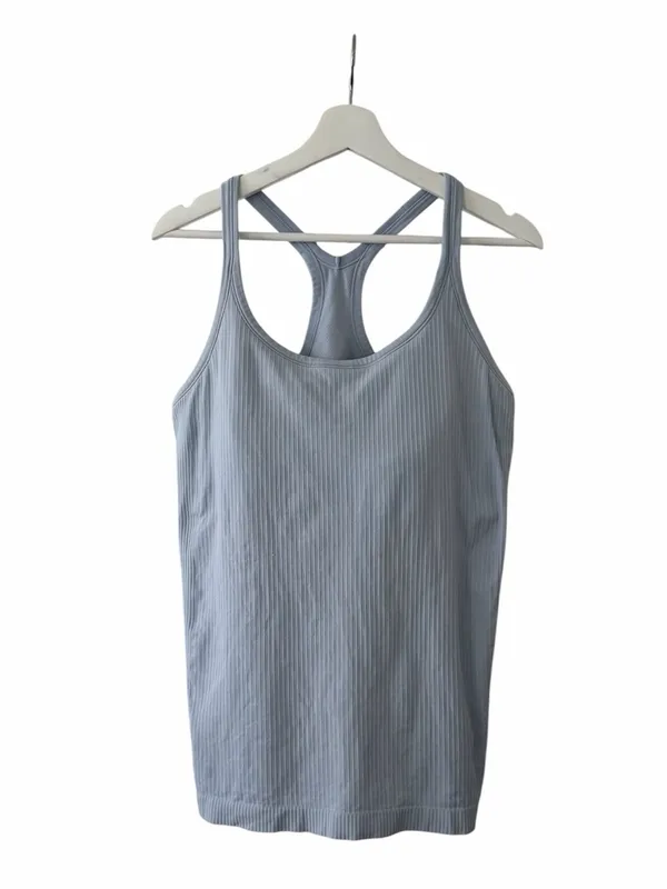 Lululemon Ebb To Street Tank Light Support B/C Cup Size 12 Blue Linen - Image 3