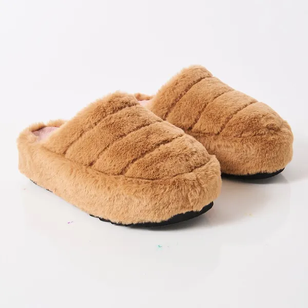 NWOT Free People - It’s A Vibe Platform Slippers Teddy Tan – Size 10 - Image 3