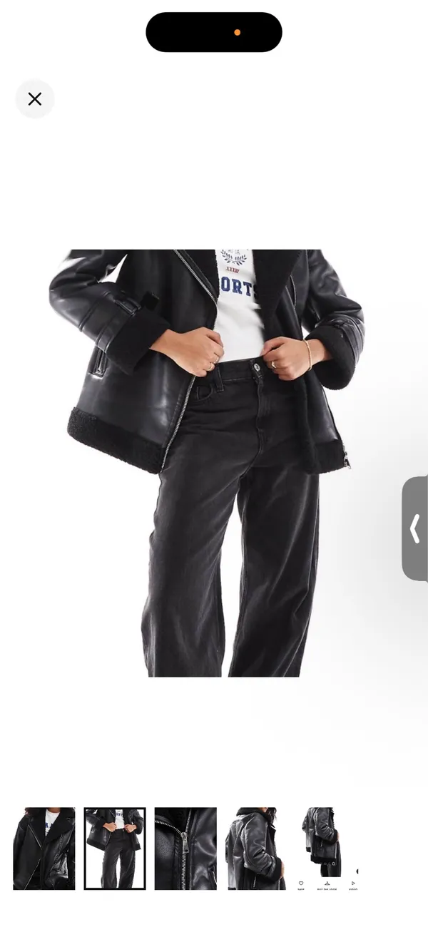 Women’s black shearling jacket - Image 2
