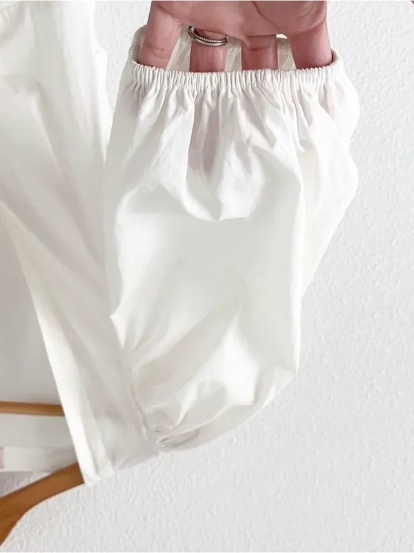 Choosy White Puff Sleeve Tie Front Cottagecore BohoSummer Vacation Mini Dress - Image 4