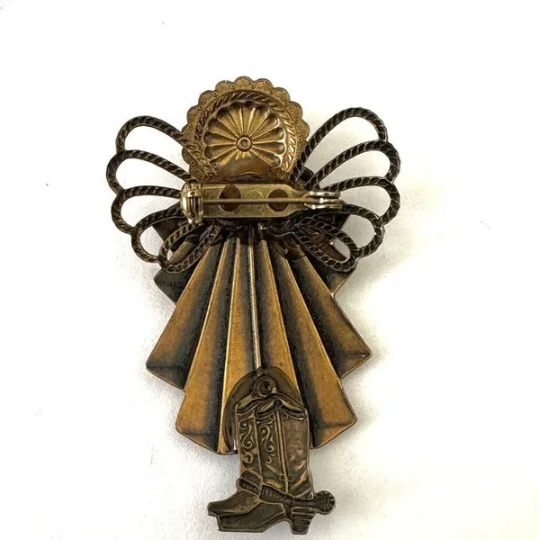 Vintage handmade angel with guitar and cowboy boots pin - Image 6