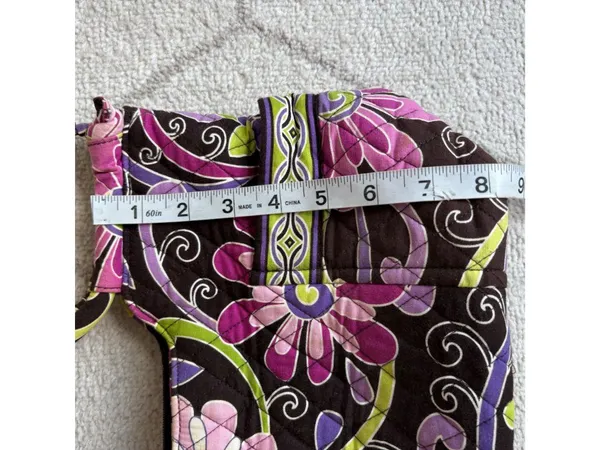 Vera Bradley Quilted Shoulder Bag Floral Brown Pink Purple Green Cotton Purse - Image 7