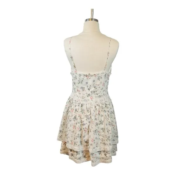 New Connection Floral‎ Cutout Mini Dress White Multi Tiered Lace Trim Large NWT - Image 8
