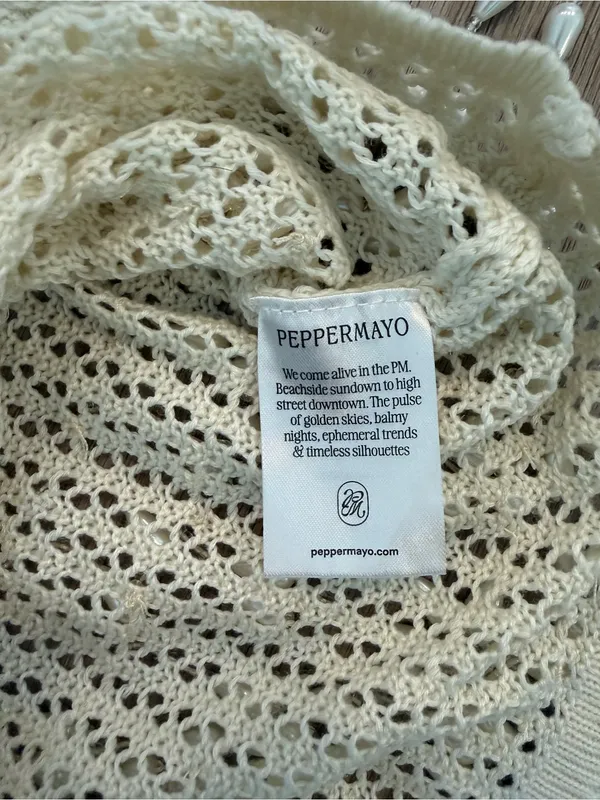 NWT Peppermayo Carpe Diem Crochet Mini Dress in Ivory, Size S/M - Image 4