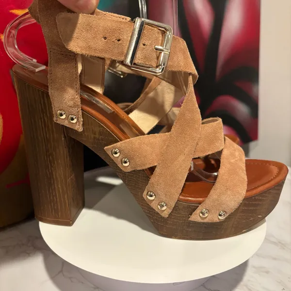 INC International Concepts Camira Suede Studded Platform Block Heel Sandals - Image 6