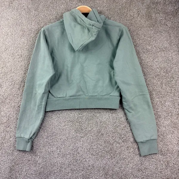 Brandy Melville Full Zip Hoodie Women OS Sage Green Cropped Tassel Drawstring - Image 3
