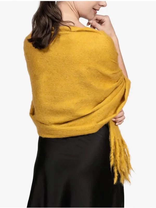 Alpaca Wool Shawl Wrap in Mustard Yellow - Image 7
