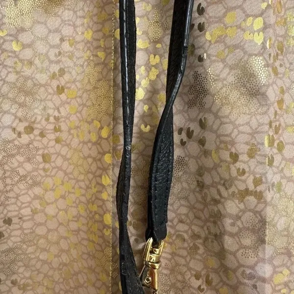 Michael Kors Black Gold Logo Pebble Leather Clutch Wristlet Zip Bag - Image 4