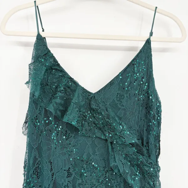 Altar'd State Womens Cambrie Sequin Lace Ruffle Romantic Glam Maxi Dress Size M‎ - Image 4