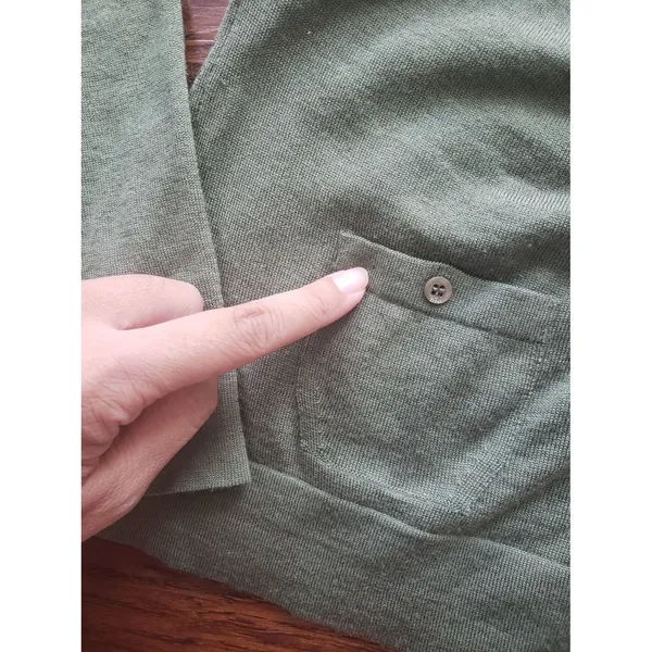 Christian Dior Olive Green Knit Cardigan Sweater Size 6 Vintage Designer Preppy - Image 3