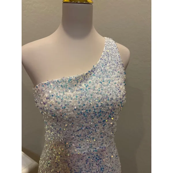 Windsor White Iridescent Sequin One Shoulder Maxi Dress‎ W2BRW070E Med - Image 4