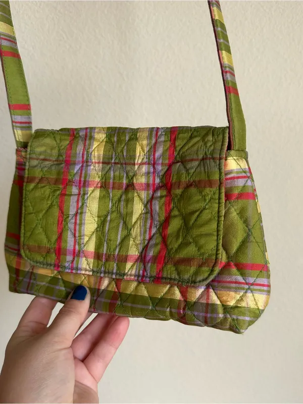 Vintage Vera Bradley Quilted Silk Plaid Purse - Image 7