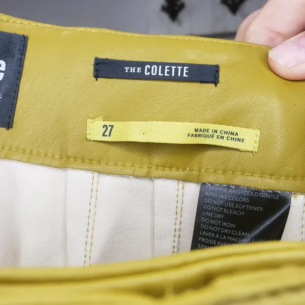 Anthropologie Maeve Colette Faux Leather Wide Leg Pants Mustard 27 - Image 4