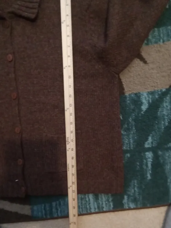 JEANNE Pierre Womens Wool Brown Collared Button Cardigan Sweater Grandpa Vintage - Image 8