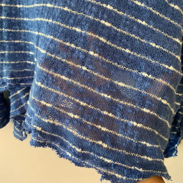We The Free Blue White Stripe Oversized Sheer Loungewear Long Sleeve size Small - Image 5