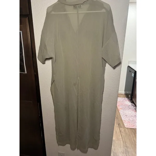 Leonor Womens Sage Green Short Sleeve Button Front Utility Midi Dress Size 1X - Image 5
