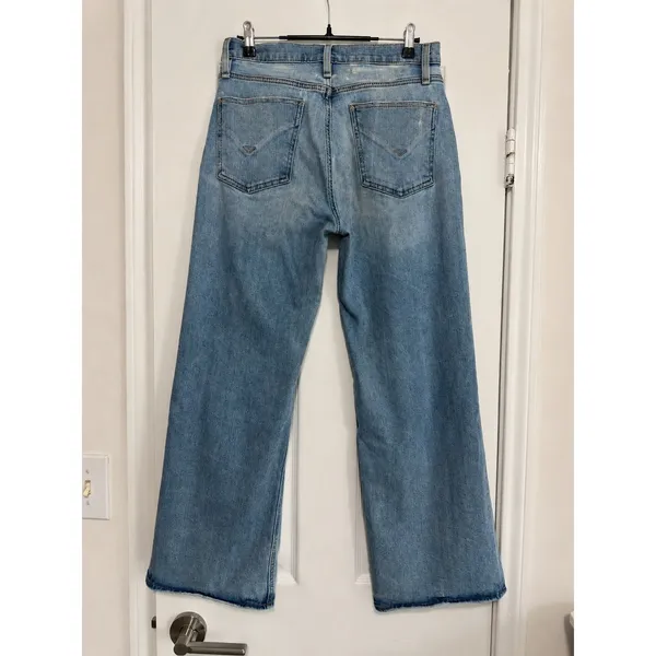 Hudson Rosie Jeans Size 27 Light Wash Distressed Wide Leg High Rise Denim - Image 3