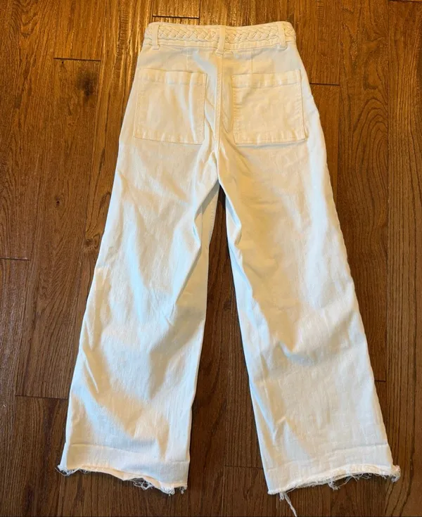 OAT New York white wide leg crop braided waistline jean 0/25 - Image 7