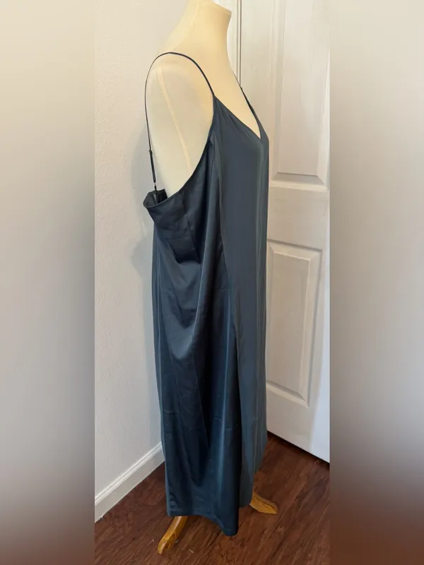 Soma Satin Shine Gown Nightgown Sleep Lightweight Soft Smooth Deep Teal NWT XL - Image 4