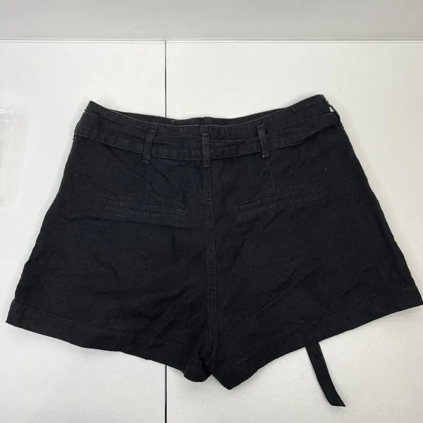 Abercrombie & Fitch S Shorts Black Linen Blend Tie Waist Casual Summer Cuffed - Image 11