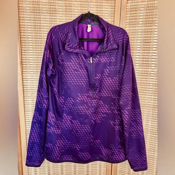 Under Armour dark purple sports athletic breathable jersey stretch top shirt szM - Image 2