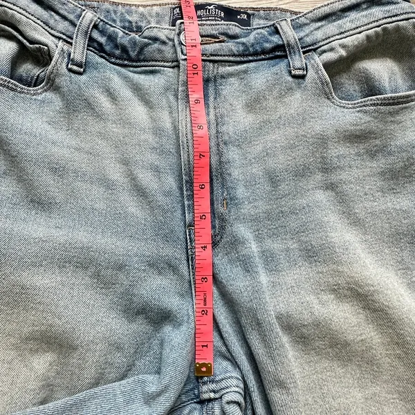 Hollister Ultra‎ High Rise Dad Jeans 10L Light Wash Ripped Knees Straight Leg - Image 7