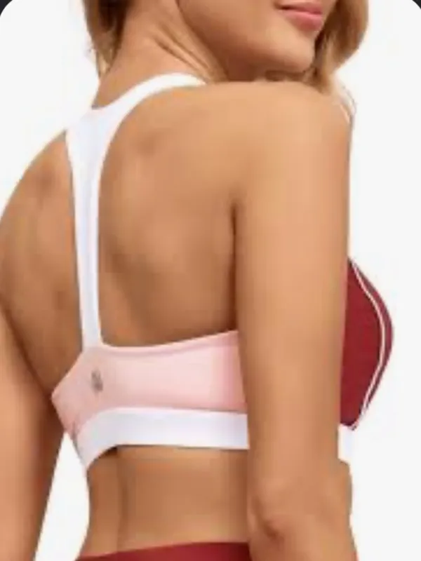 Two-Piece Active Set - Dusty Rose Bike Shorts & Burgundy Sports Bra - Image 2