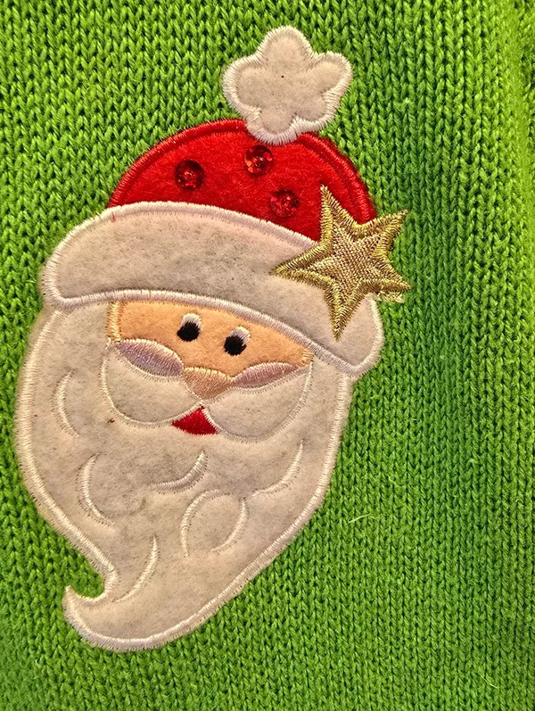 {L} Vintage Christmas Santa Claus Knit Sweater Cardigan Embroidered Embellished - Image 9