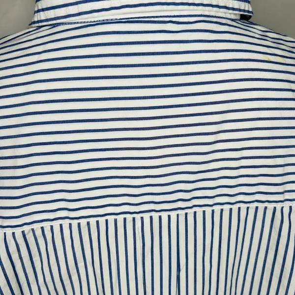Gap Button-Down Shirt Dress Long-Sleeve Striped Gathered Waist Cotton Sz M - Image 10