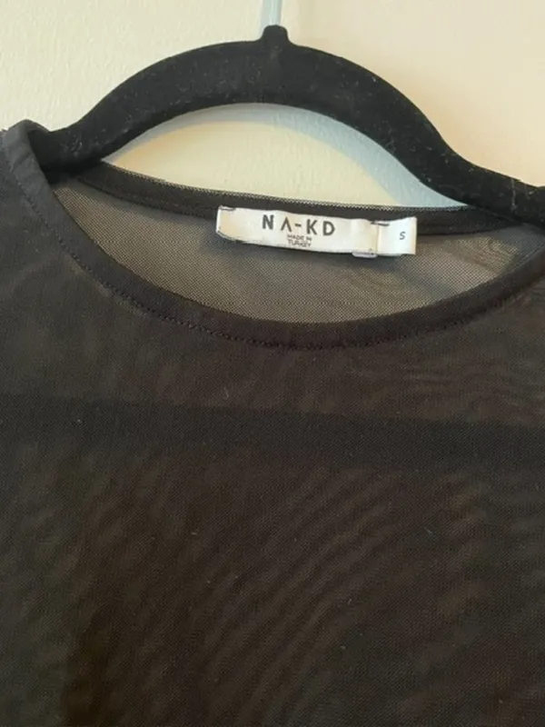 NA-KD Black Sheer Long Sleeve Shirt - Image 2