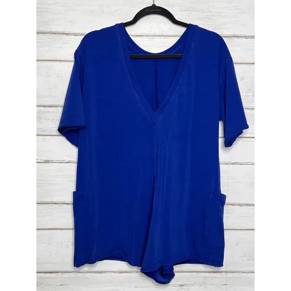 Free People Hot Shot Tee Romper Electric Shock Blue Oversized One Piece XS - Image 4