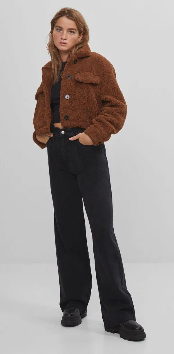 new with tags cropped teddy sherpa jacket - Image 2