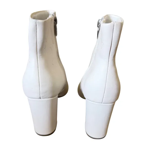 Marc Fisher Olorena White Leather Pointed Toe Block Heel Ankle Boots Size 8.5M - Image 6