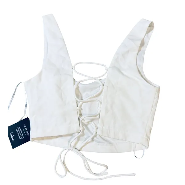 NWT Lulus Size Medium White Open Back White‎ Sleeveless Crop Top Square Neck - Image 5