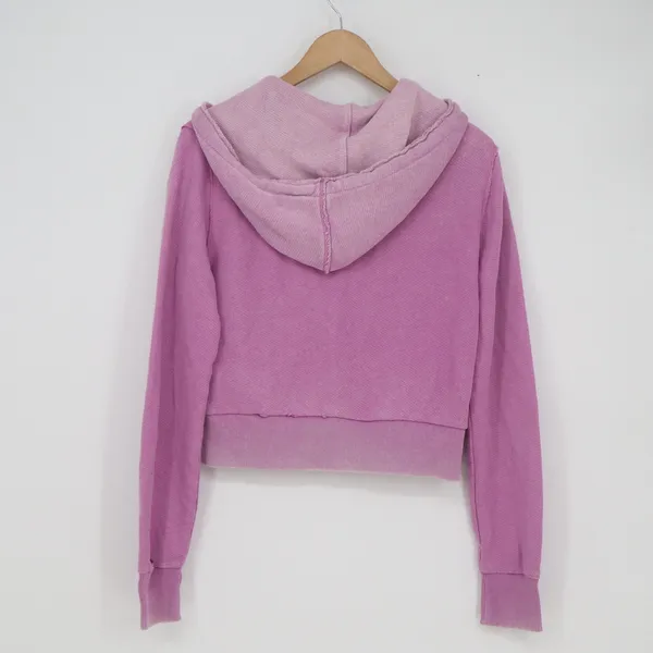 American Eagle Seriously Lived-In Purple Cropped Zip Up Hoodie Womens Medium - Image 5