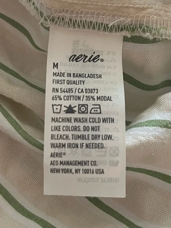 aerie Cream and Green Vertical Stripe Button-Down sleep Shirt NWT - Image 9