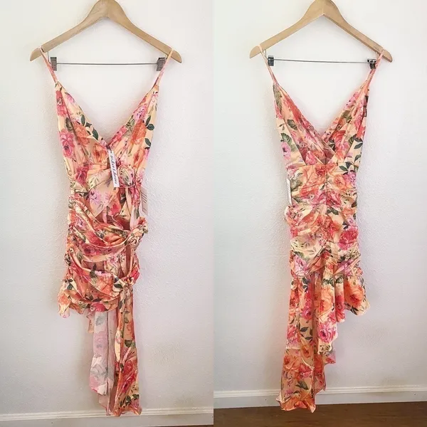 For Love & Lemons Versilla Floral Satin Hi-Lo Dress XS NWT‎ - Image 3