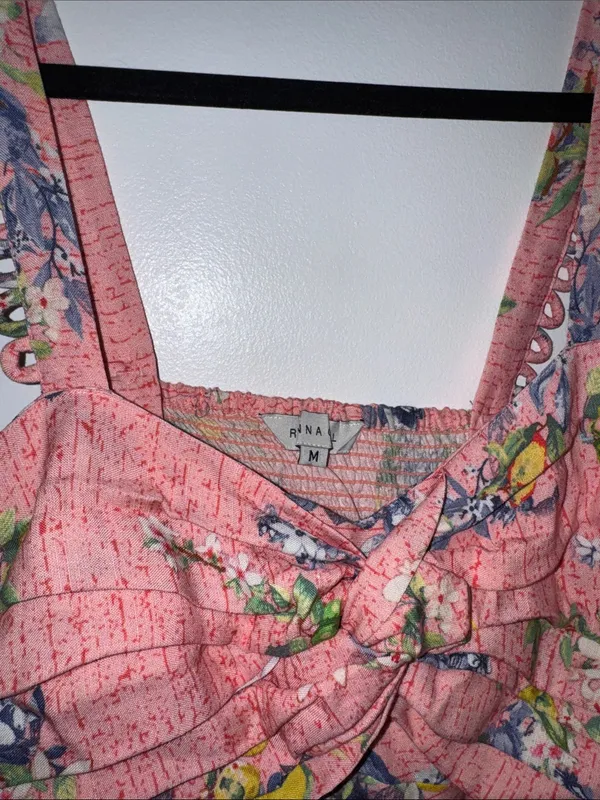 Ranna Gill Floral Linen Romper NWT Size Medium - Image 5