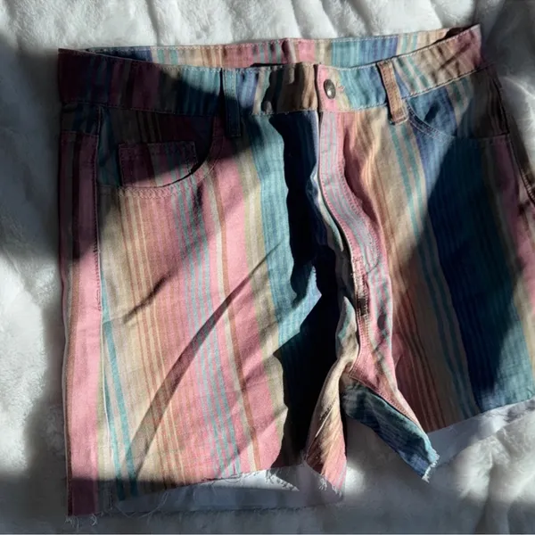 Crazy Train Pastel Serape Denim Shorts XL NWOT Boutique Western - Image 3