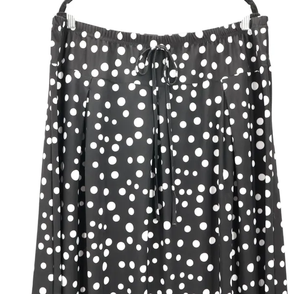 Retro Y2K Vintage Metrowear Black Polka Dot‎ Stretch Maxi Long Flare Skirt 3X - Image 3