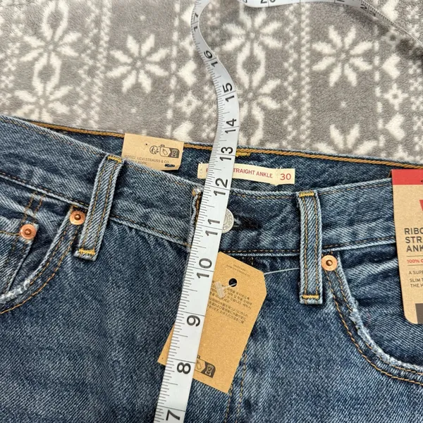 NWT Levis Ribcage Straight Ankle Jean Distressed Blue‎ 30 × 27 Minimal Grunge - Image 12
