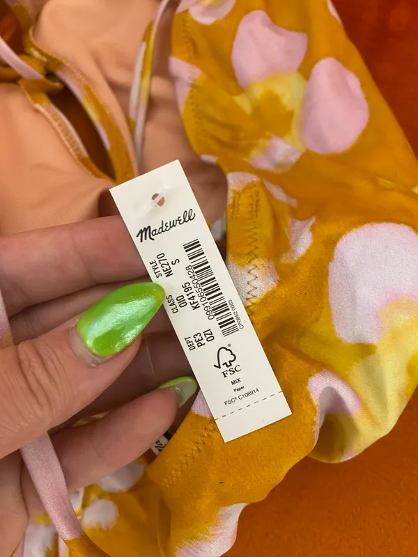 Madewell NWT second wave yellow floral one piece swim suit - Image 3