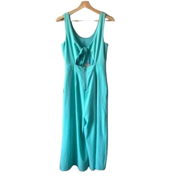 Gianni Bini Turquoise Blue‎ Cut Out Wide Leg Cropped Jumpsuit S - Image 2