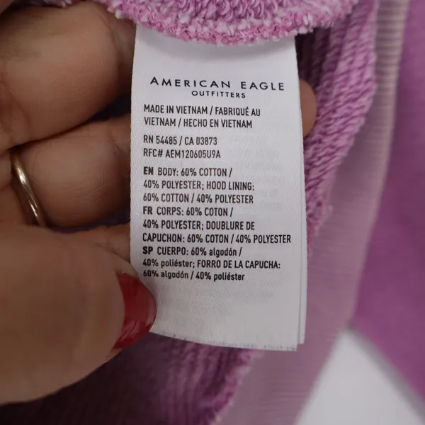 American Eagle Seriously Lived-In Purple Cropped Zip Up Hoodie Womens Medium - Image 3