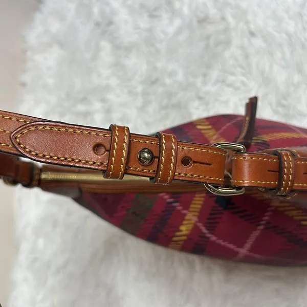 Dooney and Bourke Plaid Tartan Dome Handbag with Pebbled leather - Image 5