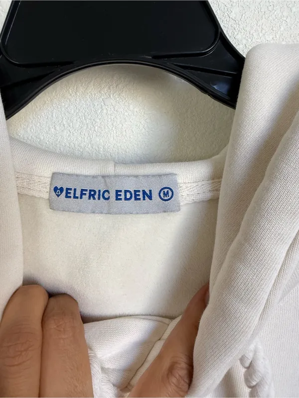 Elfric Eden Star Graphic Hoodie Cream Fleece Y2K Streetwear M - Image 4